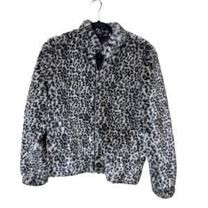 Vigoss Leopard Print Bomber Jacket faux fur size small